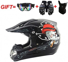 Unknown Clothing SPORTS Motocross Helmet, Adult Outdoor Motorcycle Full Face Helmet Off-Road Helmet with Mask Goggles Gloves Mountain Bike Downhill Helmet, GlossBlack, M sudaijins