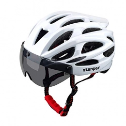  Clothing StanPer Adult bicycle helmet, mountain bike helmet and Detachable Magnetic Goggles, Replacement Lining Removable & bike helmet men Adjustable Size 22-24.2 Inches. (white)