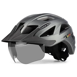 SUNRIMOON Mountain Bike Helmet SUNRIMOON Adult Bike Helmet Cycling Helmets Mountain & Road Bicycle Helmets for Adults Men Women with USB Rechargeable Rear Light Detachable Magnetic Goggles Removable Sun Visor Bike Helmet