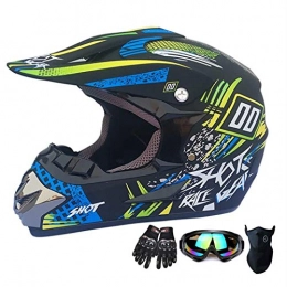 TTJZ Youth Kids Helmet Offroad Gear Combo Mask Goggles Gloves,Adult Motocross Motorcycle Helmet Mountain Bike Helmet Gift for Boy Girl,Green 00,M