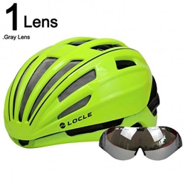 TTZY Mountain Bike Helmet TTZY Goggles Cycling Helmet Road Mountain Mtb Bicycle Helmet Casco Ciclismo Ultralight In-Mold Bike Helmet With Glasses 54-60Cm, Green Black 1 Lens, (54-60Cm)