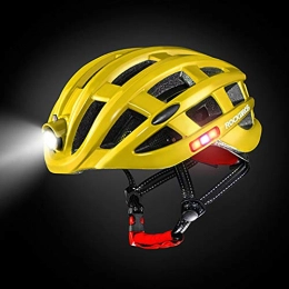 Unisex Adult Bike Helmets, Adjustable Savant Road Bicycle Helmet Safety Specialized Road Bike Helmet Accessories with USB Charging Air Duct Tail Light for Men Women Cycling Mountain Biking (Yellow)