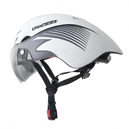 UPANBIKE Mountain Bike Helmet UPANBIKE Bike Helmet With Adjustable Magnetic Goggle Cycling Helmets for Adults BMX Mountain Bicycle(Matte white+black stripes)