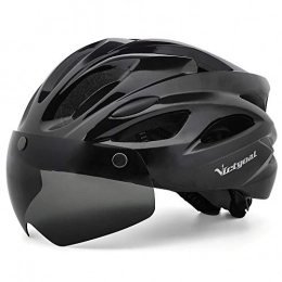 VICTGOAL Mountain Bike Helmet Victgoal Adults Bike Helmet for Men Women Detachable Magnetic Goggle Visor Bicycle Helmet with LED Rear Light Cycling Road Mountain Cycle Helmet (Black)