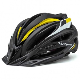 VICTGOAL Mountain Bike Helmet Victgoal Bicycle Helmet MTB Mountain Bike Helmet with Removable Visor LED Rear Light Adult Breathable Cycle Helmet for Men Women 57-61cm (Black Yellow)