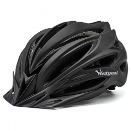 VICTGOAL Clothing Victgoal Bicycle Helmet MTB Mountain Bike Helmet with Removable Visor LED Rear Light Adult Breathable Cycle Helmet for Men Women 57-61cm (Matte Black)