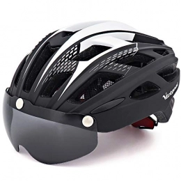 VICTGOAL Mountain Bike Helmet Victgoal Cycle Bike Helmet with Detachable Magnetic Goggles Visor Shield for Women Men, Cycling Mountain & Road Bicycle Helmets Adjustable Adult Safety Protection and Breathable (New Black)