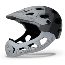WJJ Adult Full Bike Helmet, Detachable Full-Face Bike Helmet with 19 Vents Adjustable Head Circumference Designed for Mountain Bike Skateboarding,Gray