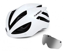 WYH Clothing WYH Bicycle Helmets, Road And Mountain Bike Riding Helmets, One-Piece Male And Female Safety Hats, Mountain Bike Equipment, with Magnetic Detachable Goggles, White