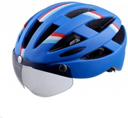 XXT Clothing XXT White Bike Helmet With Goggles Sun Visor Mountain Road Bicycle Helmets For Men Women Adult Cycling Helmets Cycling Skateboard Safety Gear (Color : Blue)