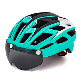 XYBB Clothing XYBB Helmet Bike Helmet LED Backlight Bicycle Helmet Men Women Goggles Cycling Helmet Ultralight MTB Road Mountain Cyan No Backlight