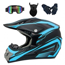 Yilingqi-1 Adult youth downhill helmet gifts goggles mask gloves BMX MTB ATV bike race full face integral helmet,Blue,M