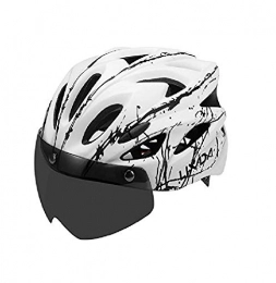 YingQ Mountain Bike Helmet YingQ Bike Helmet Bike Cycling Helmet With Detachable Magnetic Goggles Led Light Mountain Road Bicycle Helmets Safety Protective Helmet-Black White Led Ligh