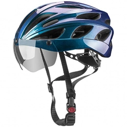 YWZQ Mountain Bike Helmet YWZQ Bike Helmets, Bicycle Sports Safety Helmets with Ultralight Magnetic Goggles Mens MTB Road Trial Cycling Helmet 57-62 CM, Blue