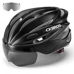 YYYY Mountain Bike Helmet YYYY Mountain bike Helmet / Bike helmet, CE Certified, with detachable magnetic goggles, adjustable adult safety protection and ventilation (57-62CM)-black-Sunglassesmodels