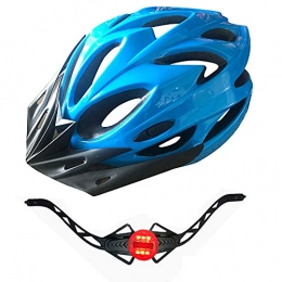 YZQ Mountain Bike Helmet YZQ Bike Helmet, Sports Safety Protective Cycling Helmet, Comfortable Adjustable Ultra Lightweight Breathable Helmet with Taillight, Unisex, Blue