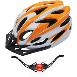 YZQ Mountain Bike Helmet YZQ Bike Helmet, Sports Safety Protective Cycling Helmet, Comfortable Adjustable Ultra Lightweight Breathable Helmet with Taillight, Unisex, Orange