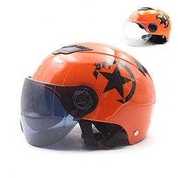 YZT QUEEN Clothing YZT QUEEN Cycling Helmet for Adults, Electric Bicycle Helmet with Detachable Goggles Unisex Adjustable Mountain Road Cycling Helmet, Transparent Mirror, Orange