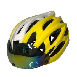 YZYZYZ helmets Cycling Bluetooth Road Helmet Car Mountain Bike Bicycle Integrated Built-in Smart Bluetooth Magnetic Goggles Road Men And Women Breathable Safety Helmet (Color : Yellow)