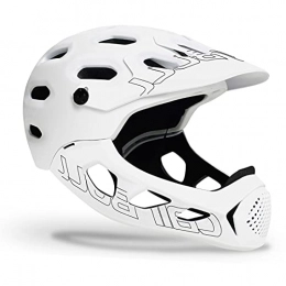 ZJM Mountain Bike Helmet ZJM Adult Bike Helmet, Mountain Off-Road Bicycle Full-Face Helmet with Removable Chin Bar, Comfortable Breathable MTB Bike Helmet, CE Certified, M / L (58-62Cm), White