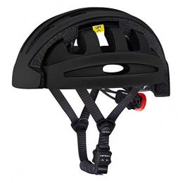 ZJM Mountain Bike Helmet ZJM Foldable Cycling Helmet, Portable Safety Bicycle Helmet, Adjustable Size Mountain Bike Helmets with Taillights for Urban Commuting (Adjustable: 55Cm-59Cm), Black