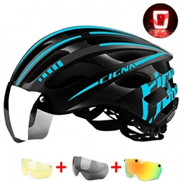 ZXHH Bike Helmet With Magnetic Detachable Goggles And LED Rear Light Mountain Bicycle Helmet For Cycling Outdoor Sports Cycle Helmets For Men Women - Adjustable - 28 Holes - CE Certified - 52-61cm