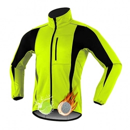 Aocase Clothing Aocase Men's Winter Cycling Jacket, Waterproof Windbreaker Reflective Running Jackets, Fleece Thermal Mountain Bike Softshell Windbreaker, Green, M