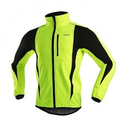 ARSUXEO Clothing ARSUXEO Cycling Jacket Mens Waterproof Windproof Softshell Winter Thermal Breathable Bike Outerwear 15K Green Size Large