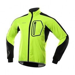 BERGRISAR Clothing BERGRISAR Cycling Jacket Mens Winter Waterproof Mtb bike jacket Softshell Thermal Fleece Windbreaker BG011 Green Size Large