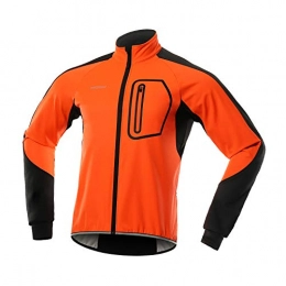 BERGRISAR Clothing BERGRISAR Cycling Jacket Mens Winter Waterproof Mtb bike jacket Softshell Thermal Fleece Windbreaker BG011 Orange Size Large