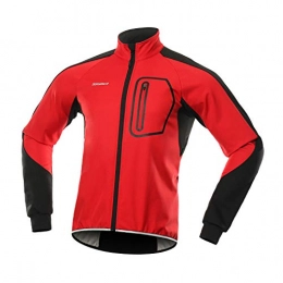 BERGRISAR Clothing BERGRISAR Cycling Jacket Mens Winter Waterproof Mtb bike jacket Softshell Thermal Fleece Windbreaker BG011 Red Size Large