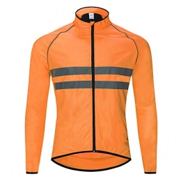 Beylore Clothing Beylore Cycling Jacket Mens Women Reflective Waterproof High Visibility Running Jacket Lightweight Breathable Summer Mountain Bike Windbreaker MTB Jersey for Cycling Running Jogging, Orange, 3XL