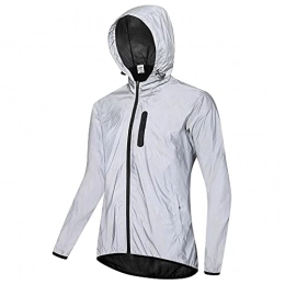 Beylore Clothing Beylore Reflective Hooded Waterproof Cycling Jacket Mens Women Windbreaker Hi Vis Running Jacket Breathable Mountain Bike Jackets High Visibility MTB Jersey with Pockets Cycling Clothing, Gray, 3XL