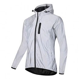 Beylore Clothing Beylore Waterproof Cycling Jacket Mens Women Reflective Running Jacket Cycle Jacket Breathable High Visibility MTB Jersey Rain Coat with Hood & 3 Zipper Pockets, Silver, 3XL