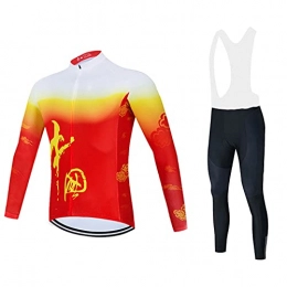 WBZ Clothing Bicycle Clothes Suits Men's Winter Thermal Polyester Cycling Jersey Set Long Sleeve Cycling Clothing MTB Bike Jackets Coats Breathable Bike Team Triathon Clothing Suits（Top+Pants） Kit