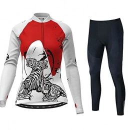 WBZ Clothing Bicycle Clothes Suits Winter Thermal Polyester Cycling Suits Set Women's Long Sleeve Sportswear with Warm Cycle Top+Padded Riding Pants Mountain Bike Clothing Suits Kit (Color : A, Size : L)
