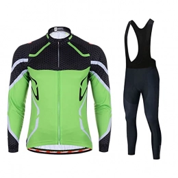 WBZ Clothing Bicycle Clothes Suits Women's Long Sleeve Cycling Clothing with 3D Padded Bib Pants Trousers Suits, MTB Road Bike Cycling Jerseys Thermal Polyester Sportswear Set Kit (Color : B, Size : M)