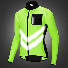RJHY Clothing Bicycle Windbreaker Off-road Mountain Road Cycling Jacket Bicycle Jersey Long-sleeved Reflective Strip / Waterproof, Green, XXL