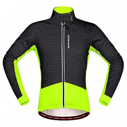 RJHY Clothing Bicycle Windproof Jacket Autumn And Winter Riding Suit Mountain Bike Bicycle Clothing Bicycle Warm Long-Sleeved Jacket / Reflective Strip, Green, S