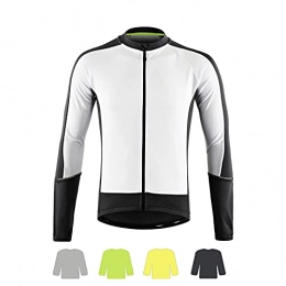 ZHANGXUL Clothing Bike Jersey Mens, Long Sleeve Reflective Cycling Shirt Windproof Cycling Jersey Cycling Jacket Quick Dry Mountain Bicycle Coat Top ZHANGXU (Color : White, Size : L)