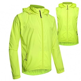 SFITVE Clothing Bike Outerwear Men Women, Removable For All Season Breathable Mens Waterproof Cycling Jacket, Reflective Running Jacket, Mountain Bike Road Bicycle Coat Outdoor Sportswear(Size:4XL, Color:green)