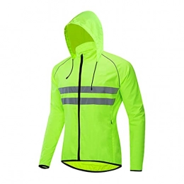 COITROZR Clothing COITROZR Waterproof Cycling Jacket Mens Women Reflective Running Jacket Cycle Jacket with Hidden Hood Breathable High Visibility MTB Jersey for Outdoor MTB Cycling Running, Green, L