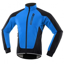 CRDFIN Men's MTB Cycling Jacket, Thermal Fleece Softshell Coat, Winter Thermal Windproof Waterproof Breathable Reflective, for Mountain Bike Riding Hiking