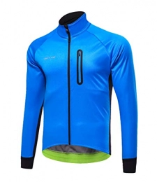 Cxraiy-SP Clothing Cycling Clothes Mens Cycling Jacket Windproof Breathable Lightweight High Visibility Warm Long Sleeve Jacket Mountain Bike Jacket (Color : Light blue, Size : L)