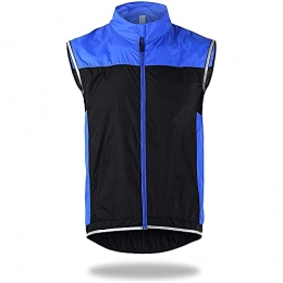 Sproou Clothing Cycling Gilet Mens Running Vest Hi Viz Sleeveless Jacket Waterproof Windproof Cycling Vest Lightweight Breathable MTB Gilets Reflective Mountain Bike Vest for Cycling Running Jogging, Blue, XXL