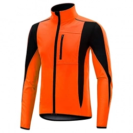 HULG Clothing Cycling Jacket?bike Jackets for Men?waterproof Running Jacket Mens?mtb Jacket?Bicycle Jersey Warm Softshell Thermal MTB Coat Windbreaker Sportwear (Orange, XXXL)