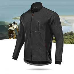 ZHANGXUL Clothing Cycling Jacket Men, Long Sleeve Cycling Jersey Mountain Bike Cycling Tops Elastic Rear Pockets And Reflective Tape Cycling Shirts ZHANGXU (Color : Black, Size : L)