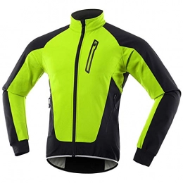 Pateacd Clothing Cycling Jacket Men's Thermal Coat, Waterproof High Visibility Three-Layer Composite Warm Thermal Fleece Cycling Jerseys Windproof Reflective Jackets, Green, L
