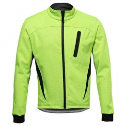 Pateacd Clothing Cycling Jacket Men's Winter Thermal Coat, Waterproof High Visibility Fleece Warm Up Bike Jersey, Windproof Reflective Softshell MTB Sports Jackets, Green, XXL