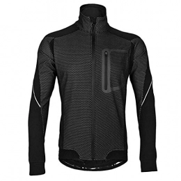 Pateacd Clothing Cycling Jacket Mens High Visibility Waterproof Running Jacket Windproof Fleece Thermal Rain Coat Reflective Clothing Softshell Jacket for Mountain Bike Outdoor Sports, Black, XL